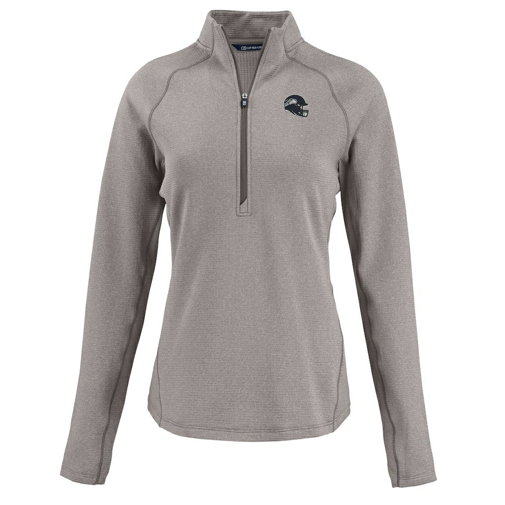 Seattle Seahawks Cutter & Buck Women's Peshastin Eco Fleece Recycled Tri-Blend Raglan Half-Zip Jacket - Heather Gray outlet