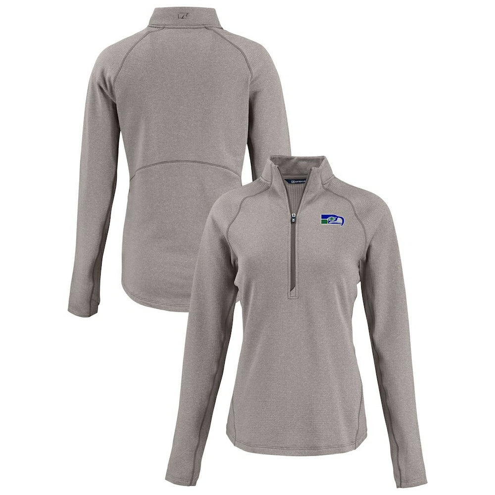 Seattle Seahawks Cutter & Buck Women's Peshastin Eco Fleece Recycled Tri-Blend Raglan Half-Zip Jacket - Heather Gray cheap