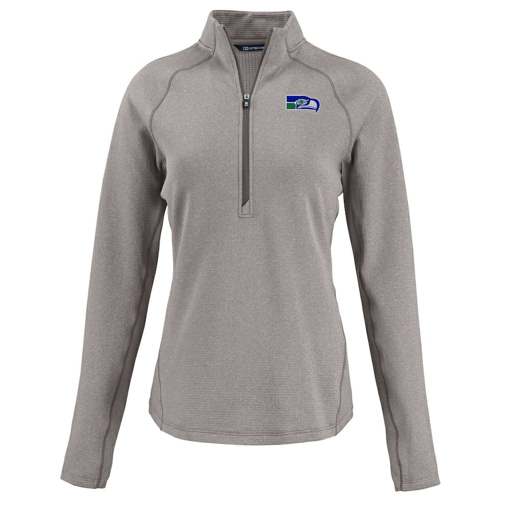 Seattle Seahawks Cutter & Buck Women's Peshastin Eco Fleece Recycled Tri-Blend Raglan Half-Zip Jacket - Heather Gray cheap