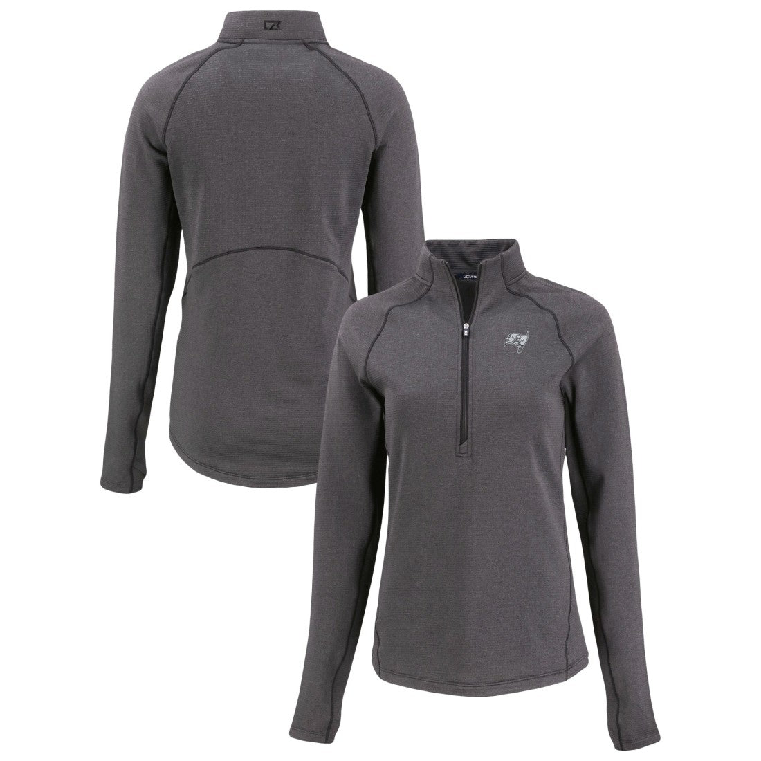 Tampa Bay Buccaneers Cutter & Buck Women's Peshastin Eco Fleece Recycled Tri-Blend Raglan Half-Zip Jacket - Heather Black online