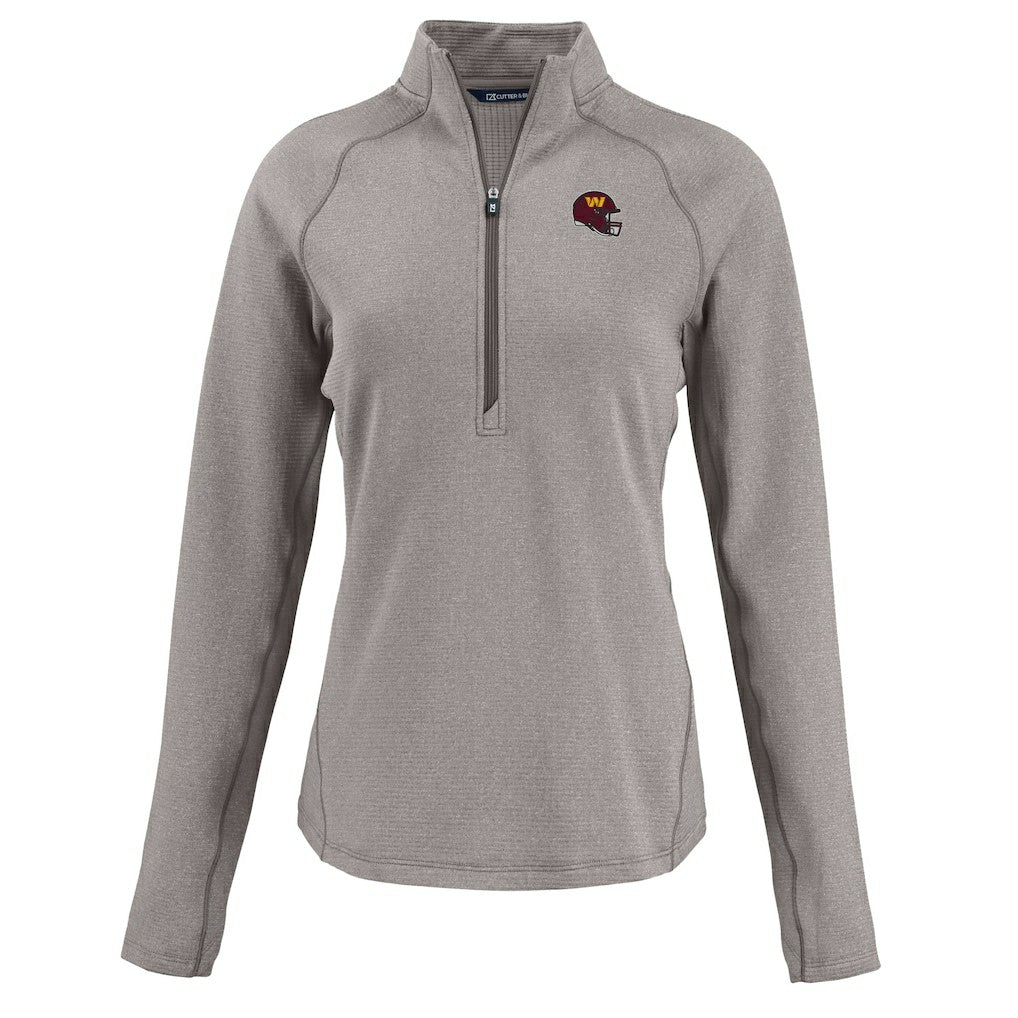 Washington Commanders Cutter & Buck Women's Peshastin Eco Fleece Recycled Tri-Blend Raglan Half-Zip Jacket - Heather Gray outlet