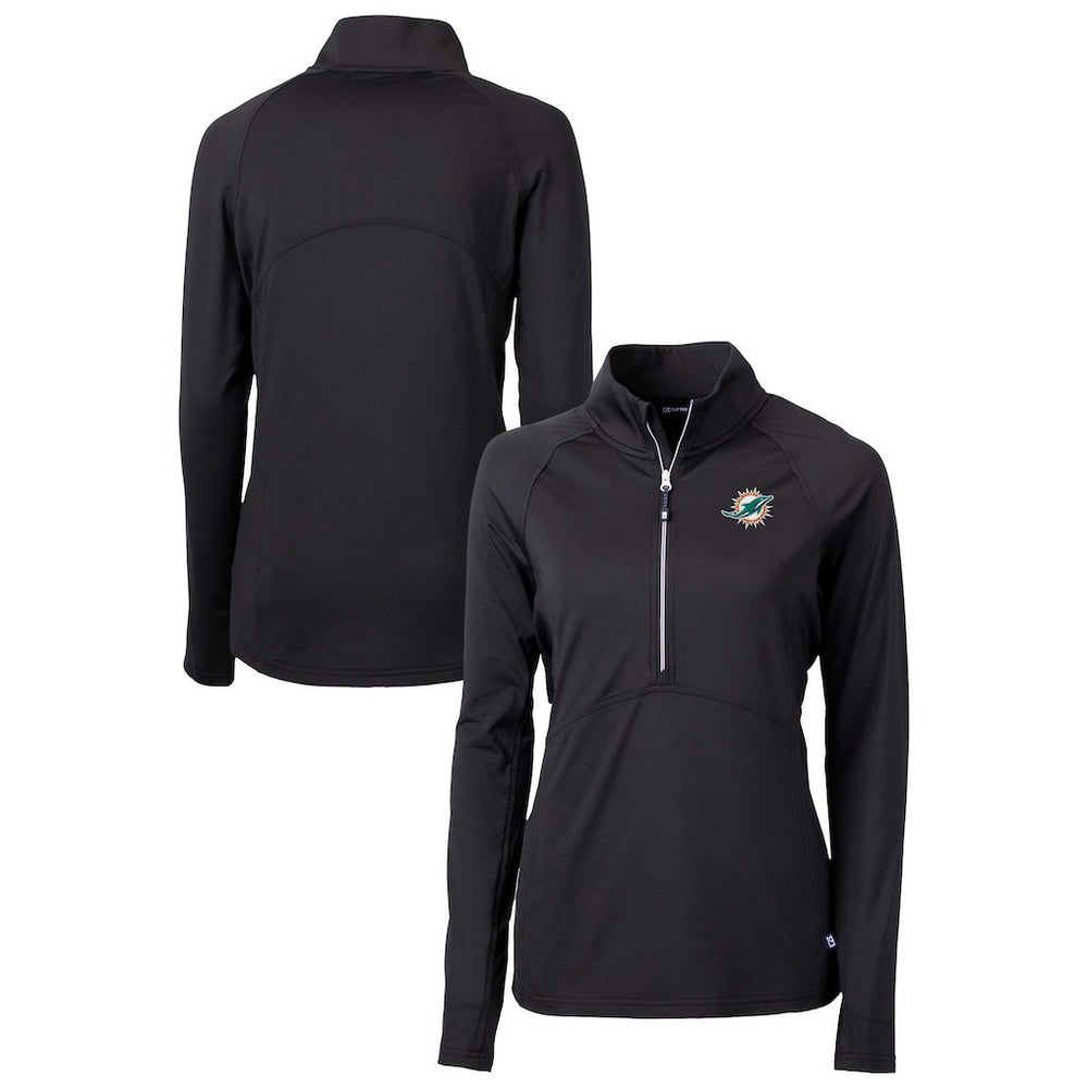 Miami Dolphins Cutter & Buck Women's DryTec Adapt Eco Knit Stretch Recycled Raglan Half-Zip Top - Black discount