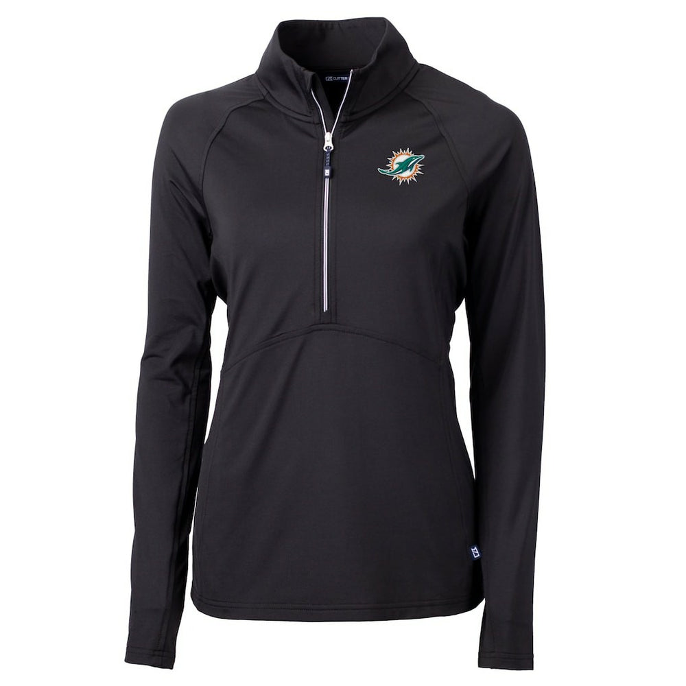 Miami Dolphins Cutter & Buck Women's DryTec Adapt Eco Knit Stretch Recycled Raglan Half-Zip Top - Black discount