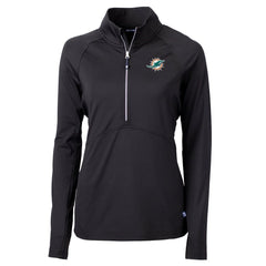 Miami Dolphins Cutter & Buck Women's DryTec Adapt Eco Knit Stretch Recycled Raglan Half-Zip Top - Black discount