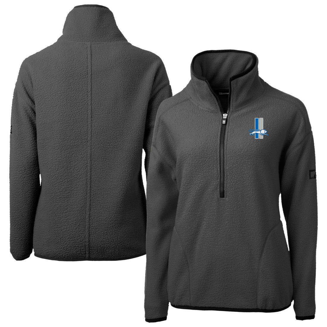 Detroit Lions Cutter & Buck Women's Historic Cascade Eco Sherpa Fleece Half-Zip Jacket - Charcoal sale