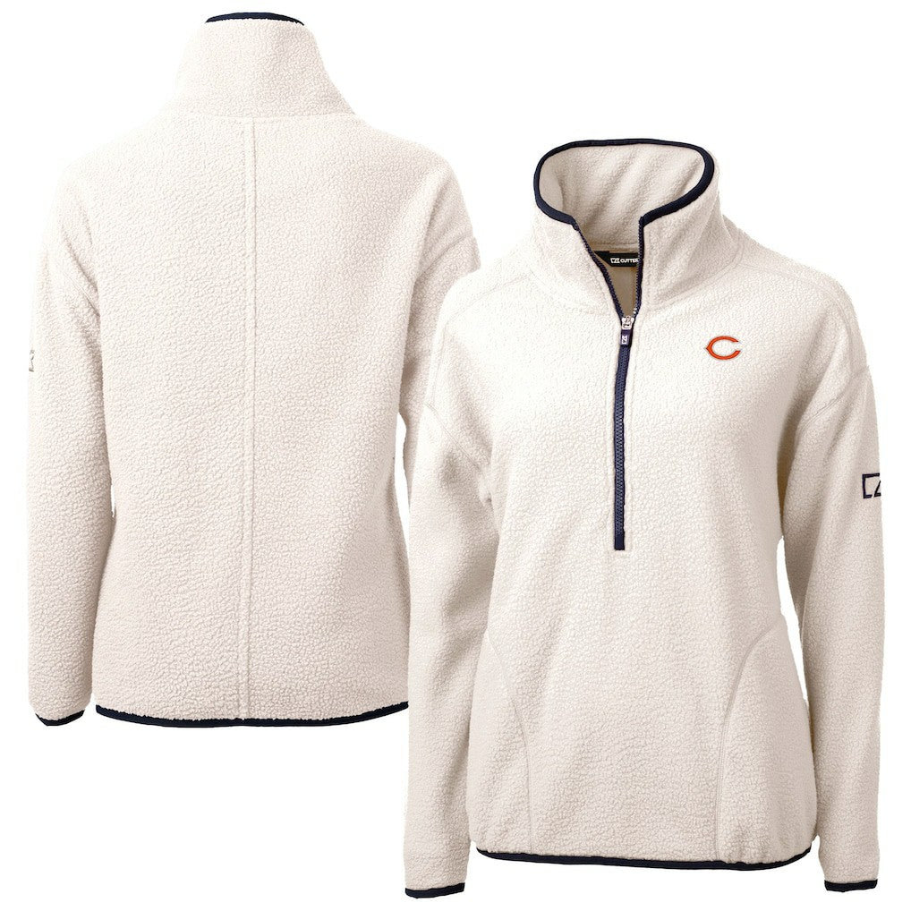 Chicago Bears Cutter & Buck Women's Cascade Eco Sherpa Fleece Half-Zip Jacket - Oatmeal for sale