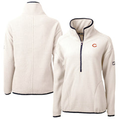 Chicago Bears Cutter & Buck Women's Cascade Eco Sherpa Fleece Half-Zip Jacket - Oatmeal for sale