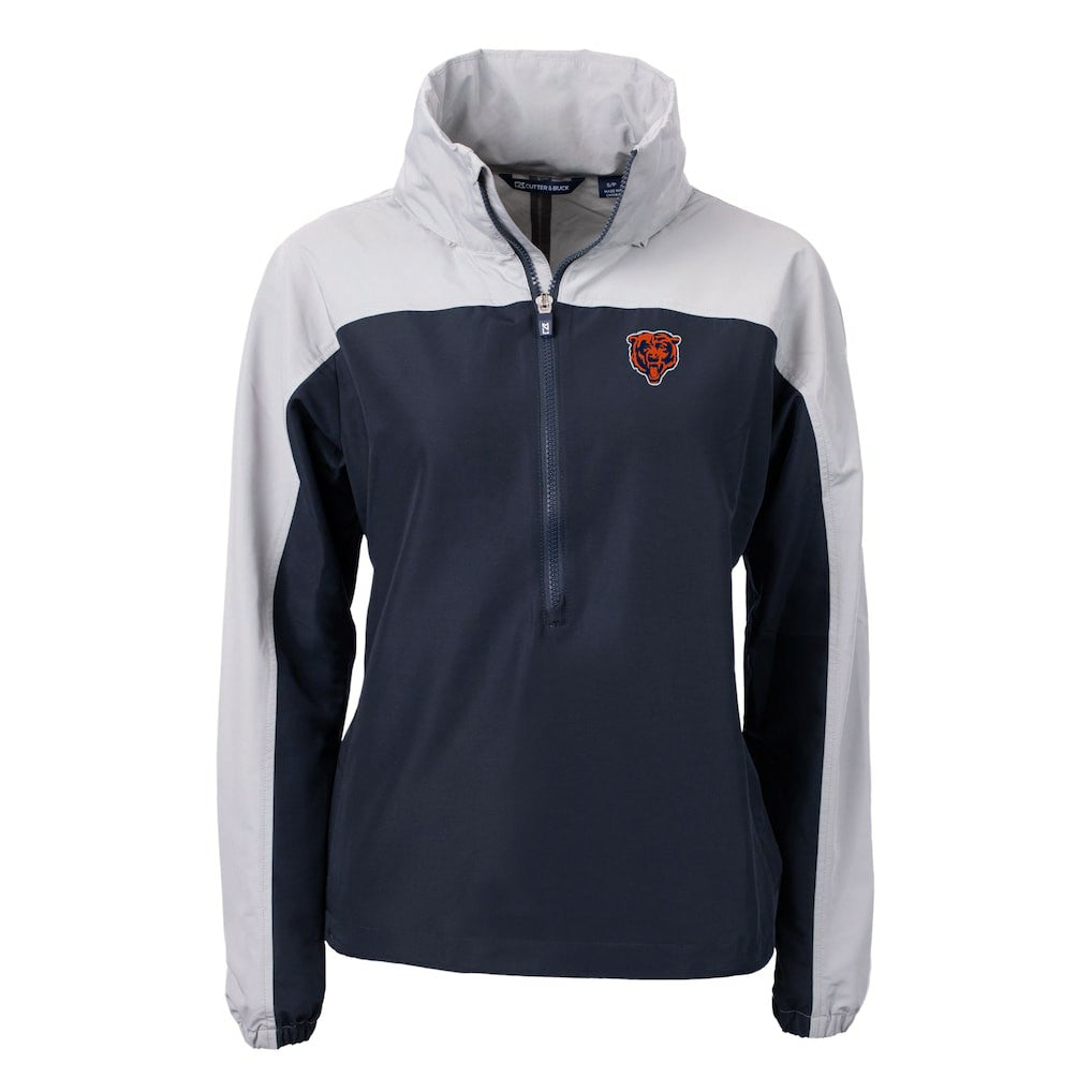 Chicago Bears Cutter & Buck Women's Charter Eco Recycled Half-Zip Hooded Anorak Jacket - Navy sale