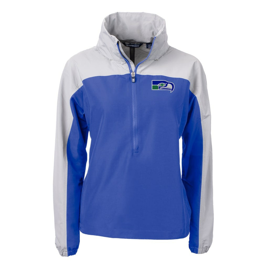 Seattle Seahawks Cutter & Buck Women's Charter Eco Recycled Half-Zip Hooded Anorak Jacket - Blue cheap