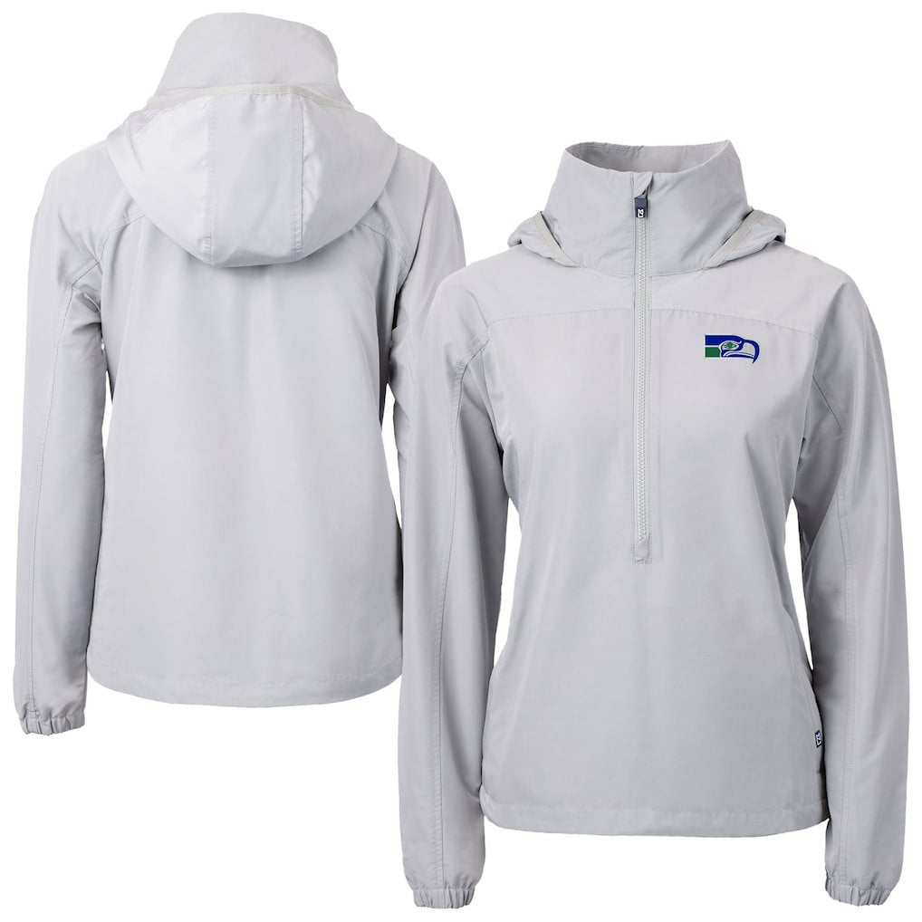 Seattle Seahawks Cutter & Buck Women's Charter Eco Recycled Half-Zip Hooded Anorak Jacket - Gray discount