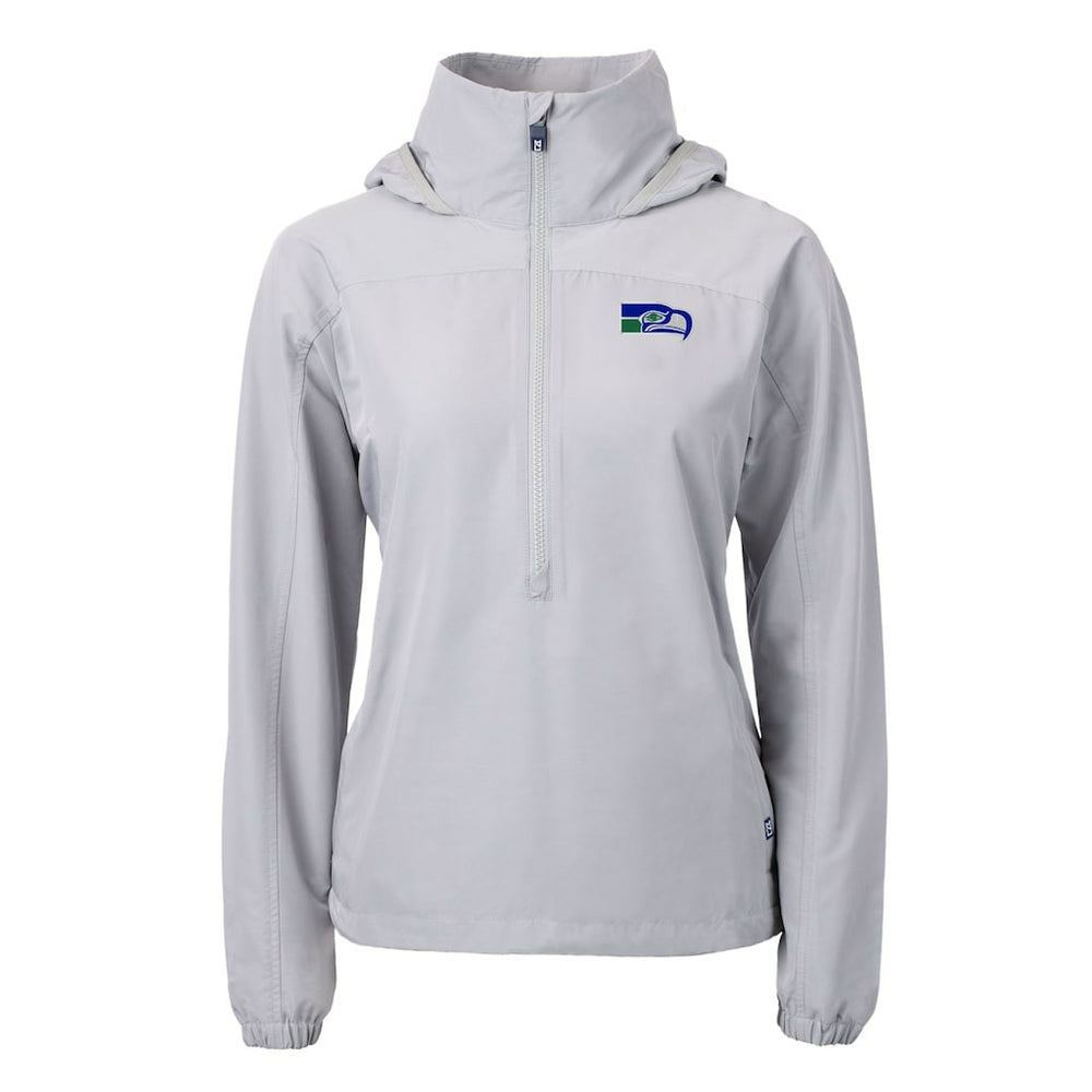 Seattle Seahawks Cutter & Buck Women's Charter Eco Recycled Half-Zip Hooded Anorak Jacket - Gray discount