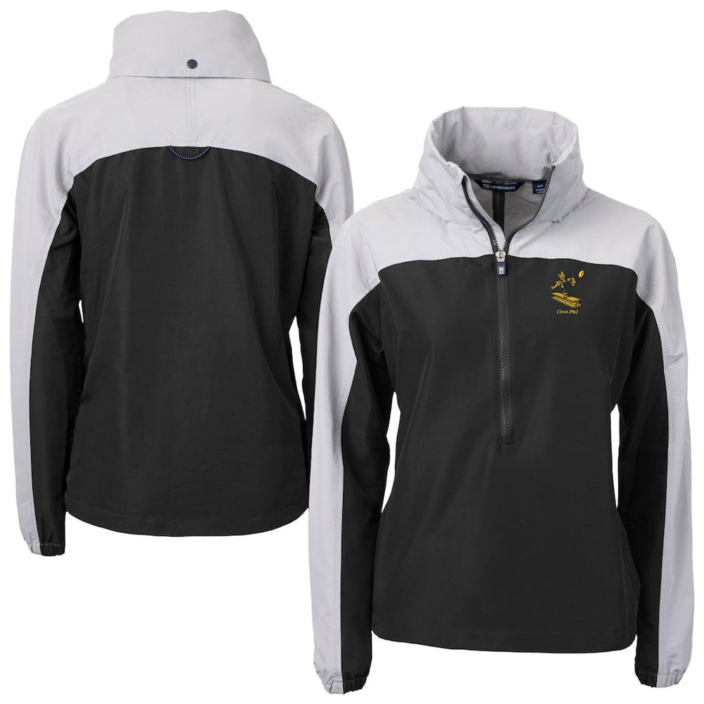 Pittsburgh Steelers Cutter & Buck Women's Charter Eco Recycled Half-Zip Hooded Anorak Jacket - Black outlet