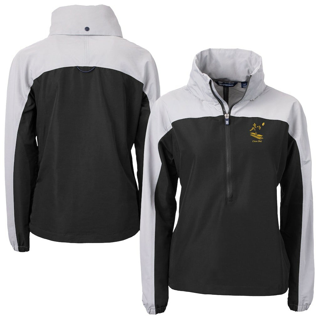 Pittsburgh Steelers Cutter & Buck Women's Charter Eco Recycled Half-Zip Hooded Anorak Jacket - Black outlet