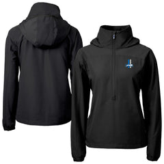 Detroit Lions Cutter & Buck Women's Charter Eco Recycled Half-Zip Hooded Anorak Jacket - Black for sale