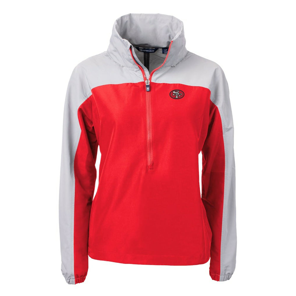 San Francisco 49ers Cutter & Buck Women's Charter Eco Recycled Half-Zip Hooded Anorak Jacket - Red sale