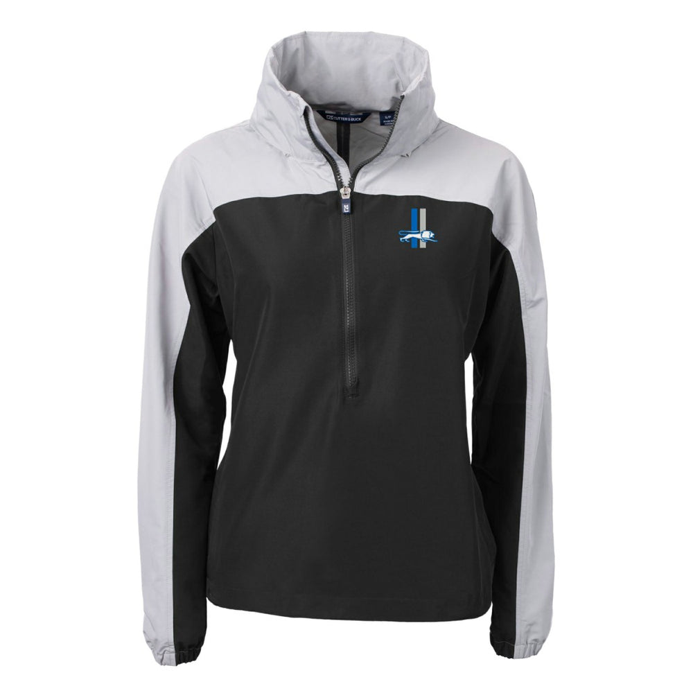 Detroit Lions Cutter & Buck Women's Charter Eco Recycled Half-Zip Hooded Anorak Jacket - Black for sale