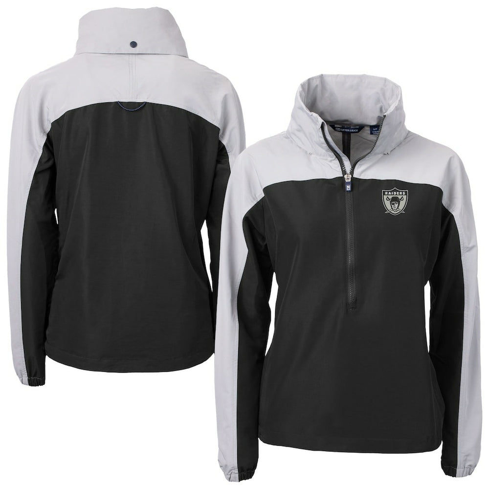 Las Vegas Raiders Cutter & Buck Women's Charter Eco Recycled Half-Zip Hooded Anorak Jacket - Black online