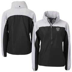 Las Vegas Raiders Cutter & Buck Women's Charter Eco Recycled Half-Zip Hooded Anorak Jacket - Black online