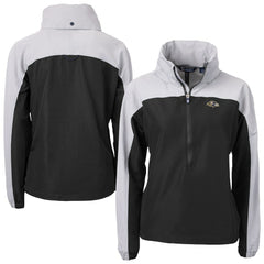 Baltimore Ravens Cutter & Buck Women's Charter Eco Recycled Half-Zip Hooded Anorak Jacket - Black for sale