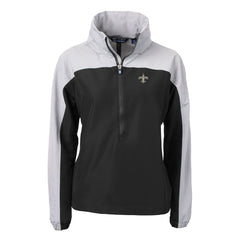 New Orleans Saints Cutter & Buck Women's Charter Eco Recycled Half-Zip Hooded Anorak Jacket - Black outlet