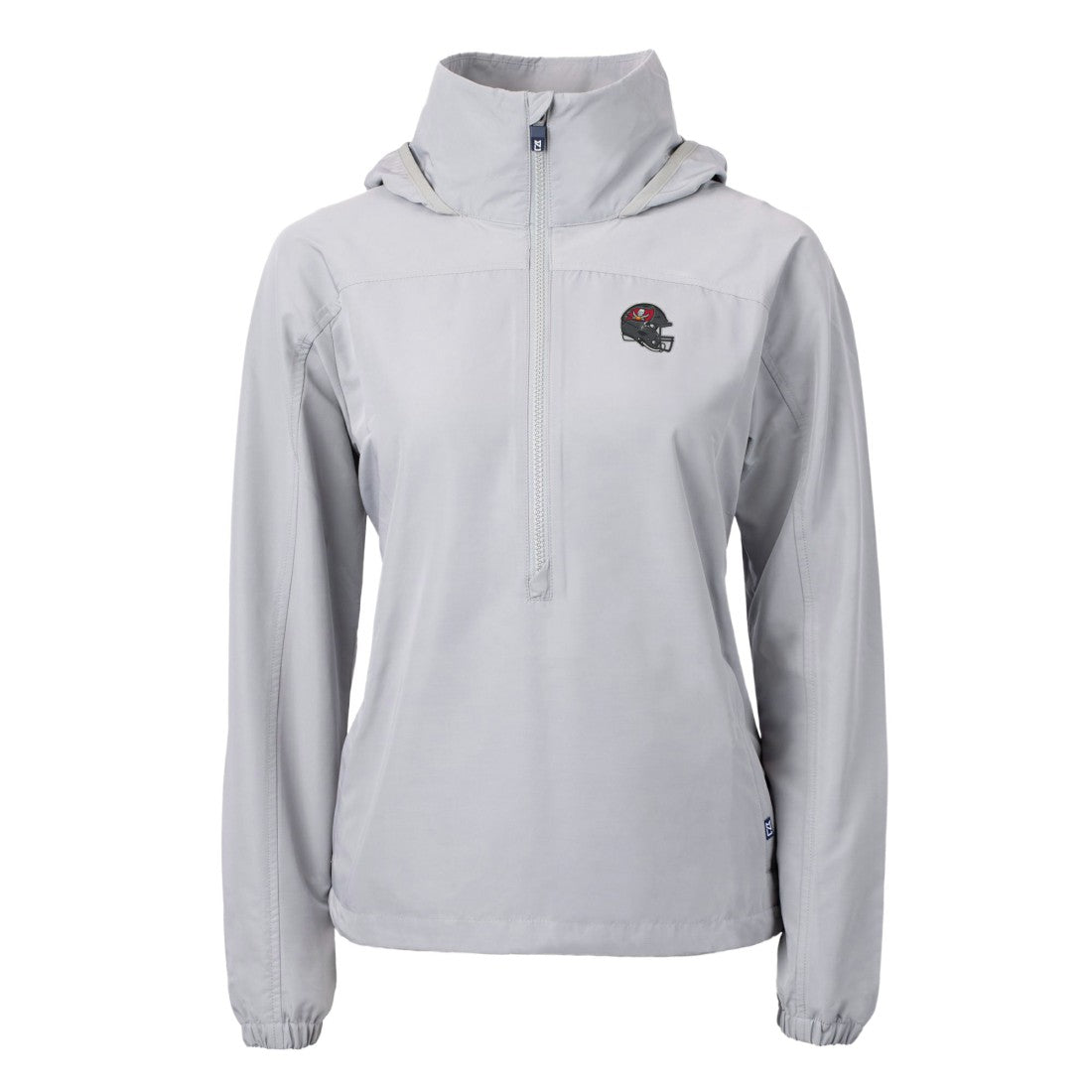 Tampa Bay Buccaneers Cutter & Buck Women's Charter Eco Recycled Half-Zip Hooded Anorak Jacket - Gray for sale