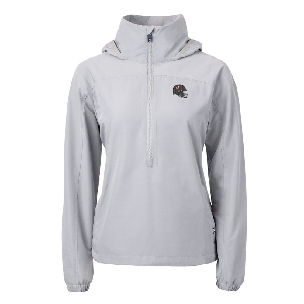 Tampa Bay Buccaneers Cutter & Buck Women's Charter Eco Recycled Half-Zip Hooded Anorak Jacket - Gray for sale