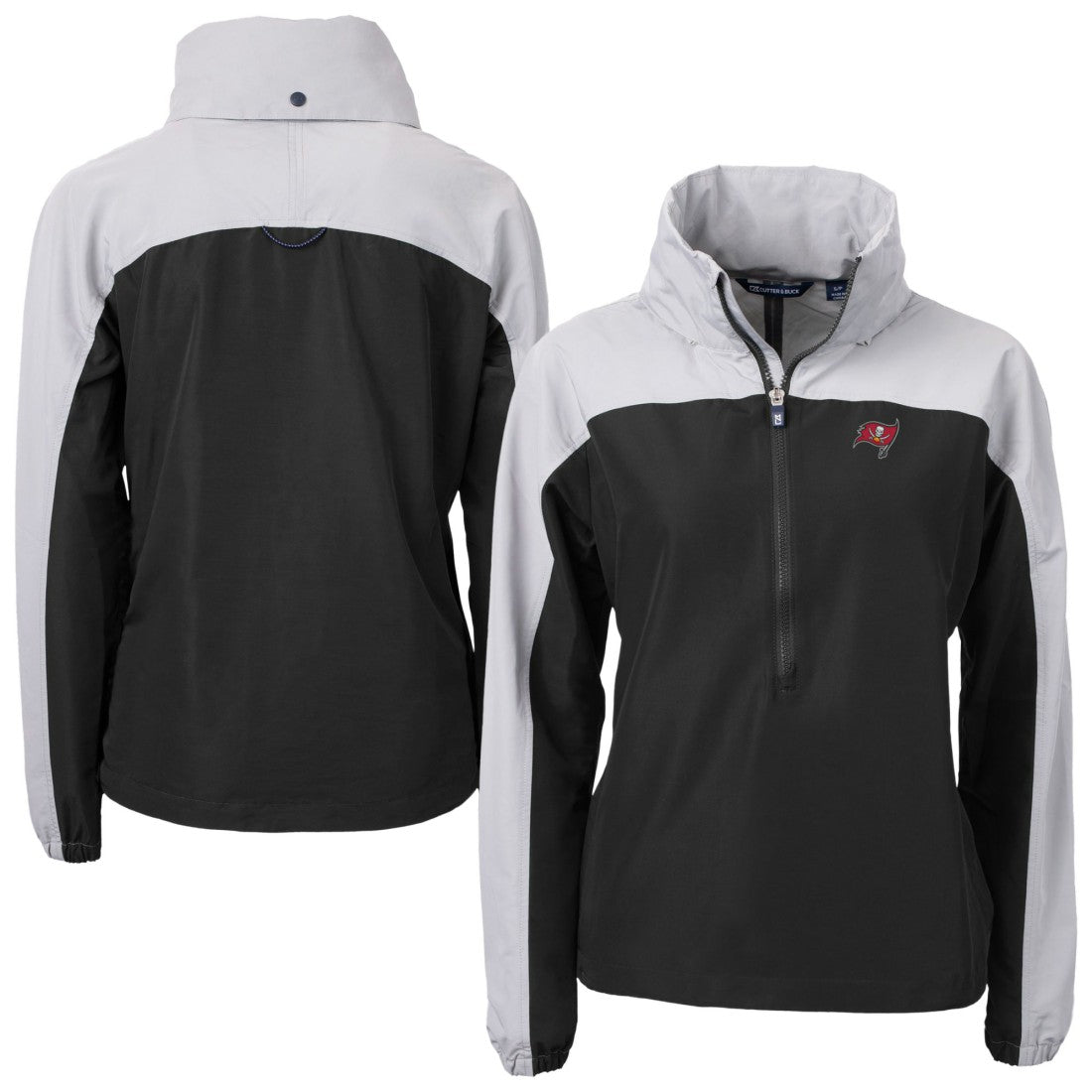 Tampa Bay Buccaneers Cutter & Buck Women's Charter Eco Recycled Half-Zip Hooded Anorak Jacket - Black online
