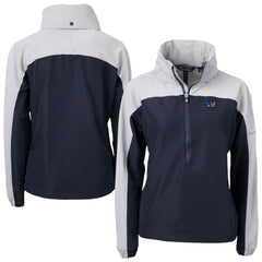 Washington Commanders Cutter & Buck Women's Charter Eco Recycled Half-Zip Hooded Anorak Jacket - Navy online