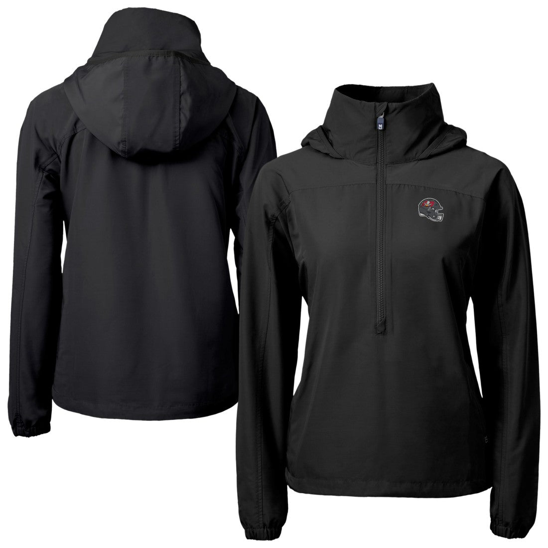 Tampa Bay Buccaneers Cutter & Buck Women's Charter Eco Recycled Half-Zip Hooded Anorak Jacket - Black online