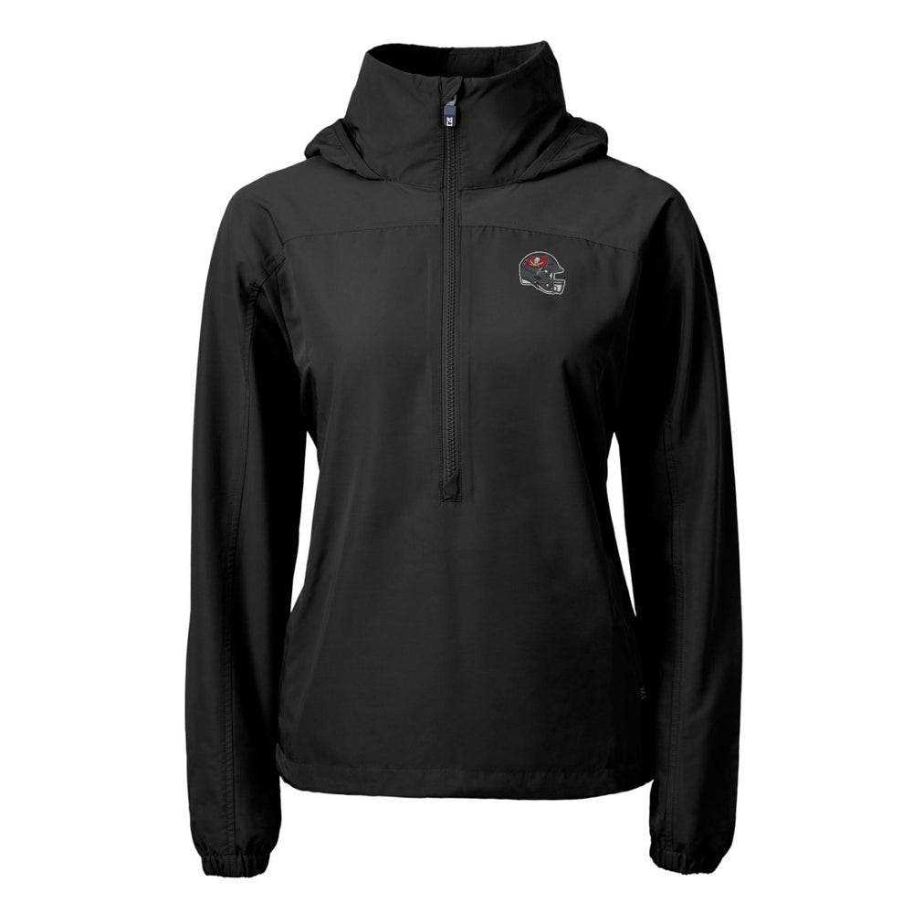 Tampa Bay Buccaneers Cutter & Buck Women's Charter Eco Recycled Half-Zip Hooded Anorak Jacket - Black online