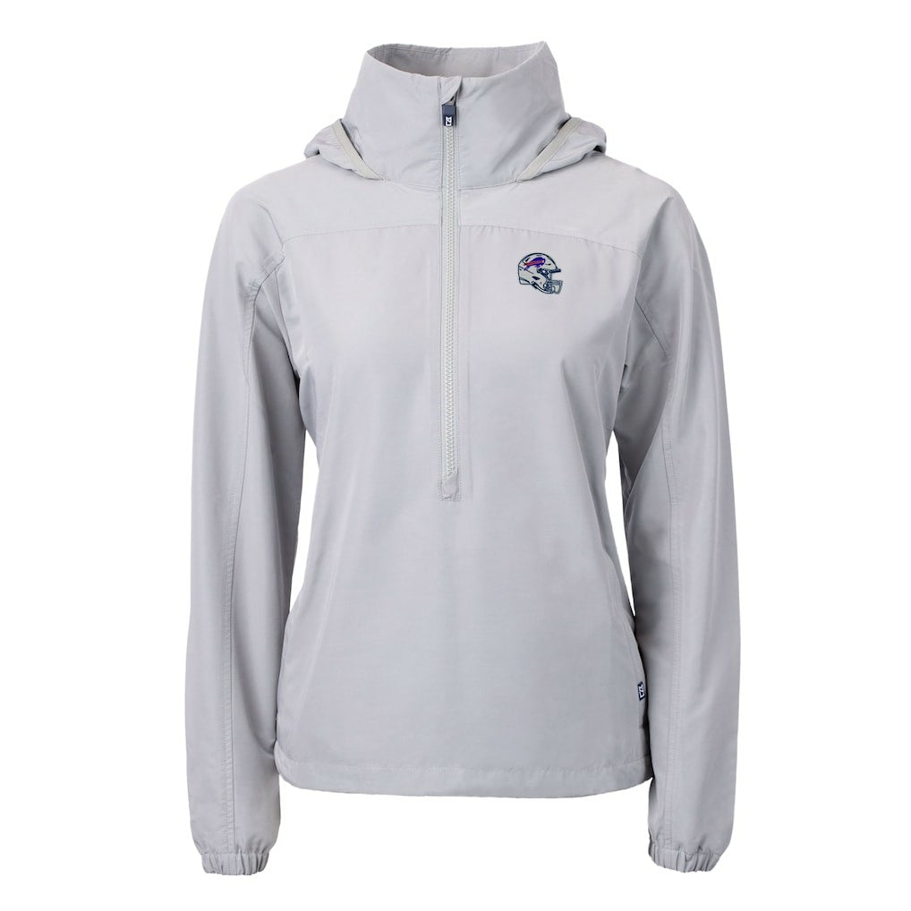 Buffalo Bills Cutter & Buck Women's Charter Eco Recycled Half-Zip Hooded Anorak Jacket - Gray sale