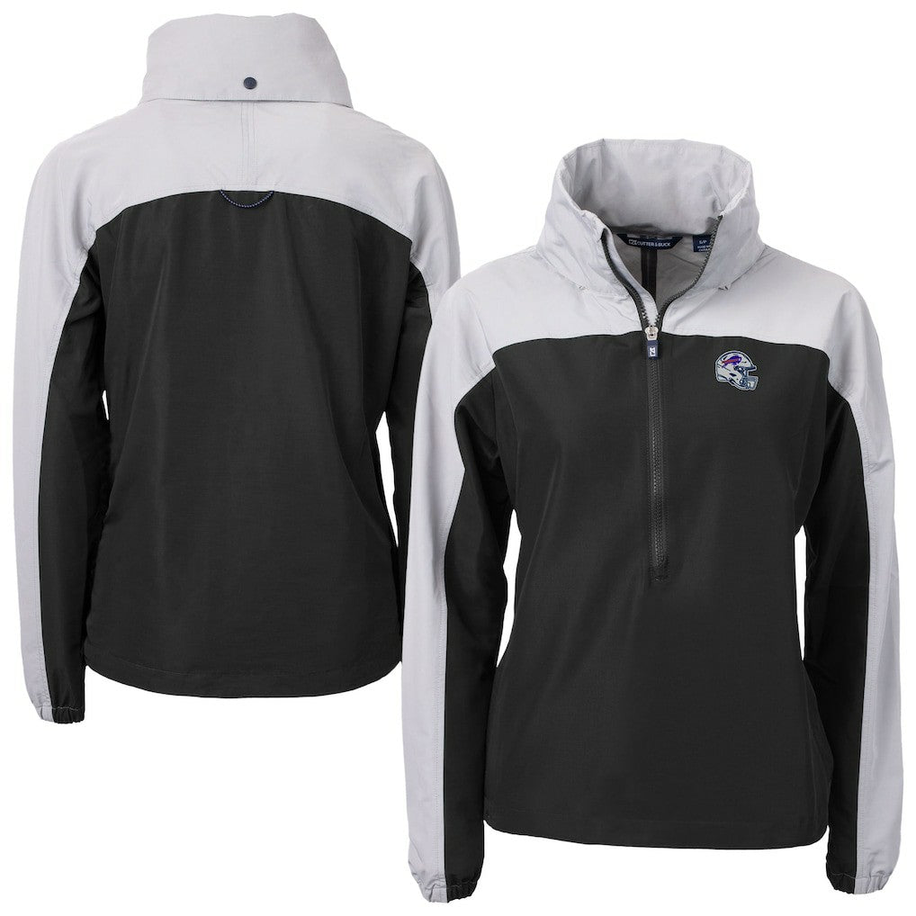 Buffalo Bills Cutter & Buck Women's Charter Eco Recycled Half-Zip Hooded Anorak Jacket - Black discount