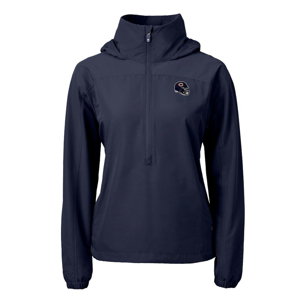 Chicago Bears Cutter & Buck Women's Charter Eco Recycled Half-Zip Hooded Anorak Jacket - Navy outlet