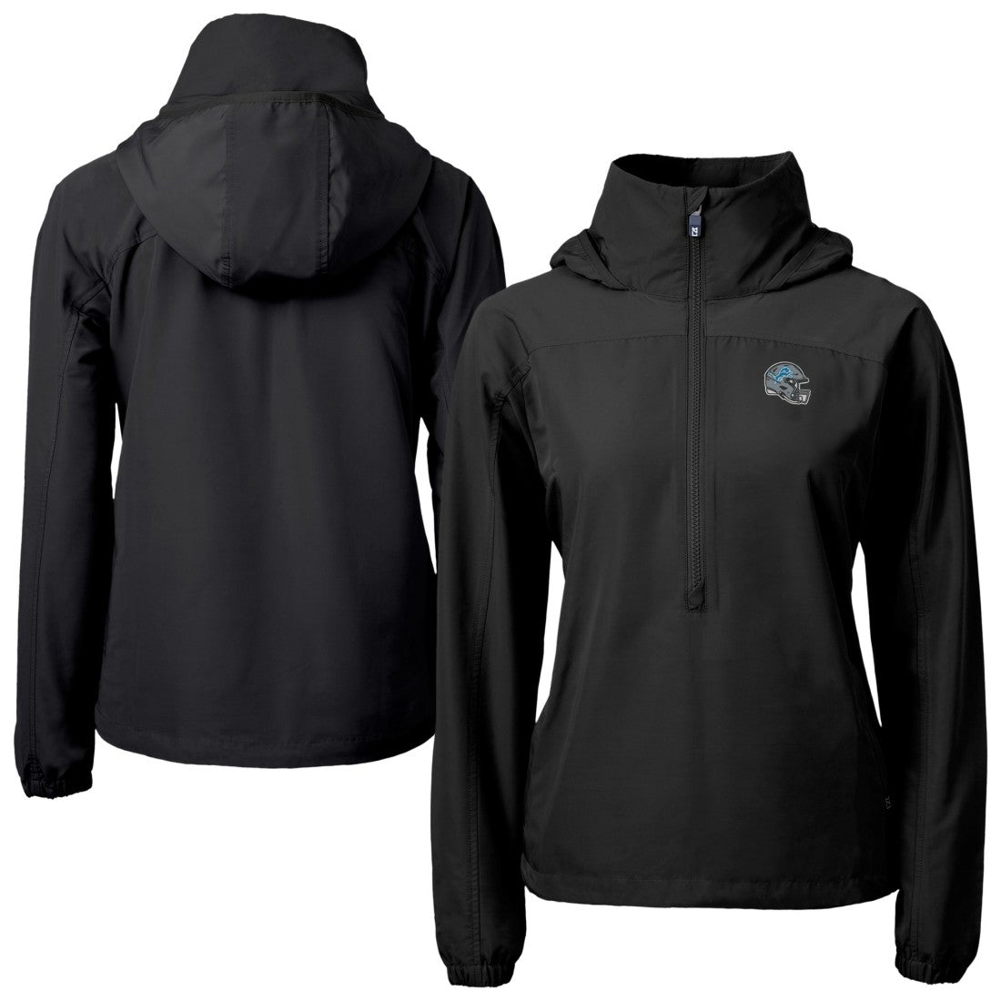 Detroit Lions Cutter & Buck Women's Charter Eco Recycled Half-Zip Hooded Anorak Jacket - Black outlet