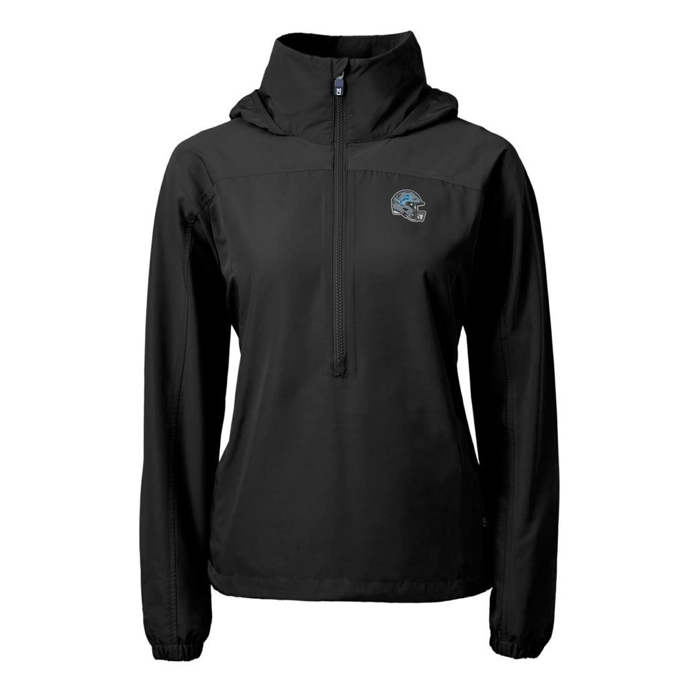 Detroit Lions Cutter & Buck Women's Charter Eco Recycled Half-Zip Hooded Anorak Jacket - Black outlet