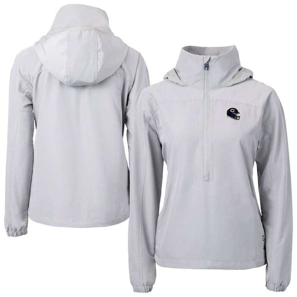 Chicago Bears Cutter & Buck Women's Charter Eco Recycled Half-Zip Hooded Anorak Jacket - Gray cheap