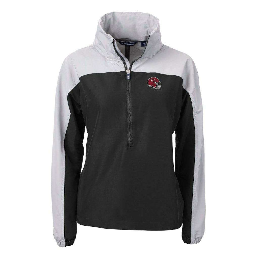 Kansas City Chiefs Cutter & Buck Women's Charter Eco Recycled Half-Zip Hooded Anorak Jacket - Black cheap