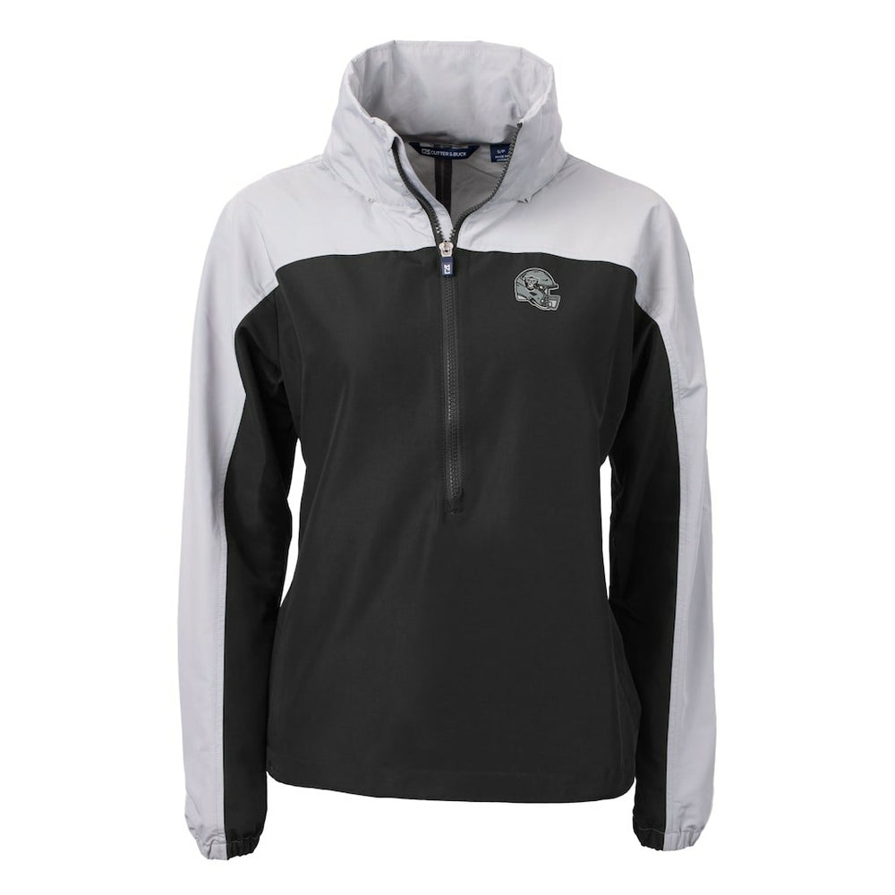 Las Vegas Raiders Cutter & Buck Women's Charter Eco Recycled Half-Zip Hooded Anorak Jacket - Black on sale
