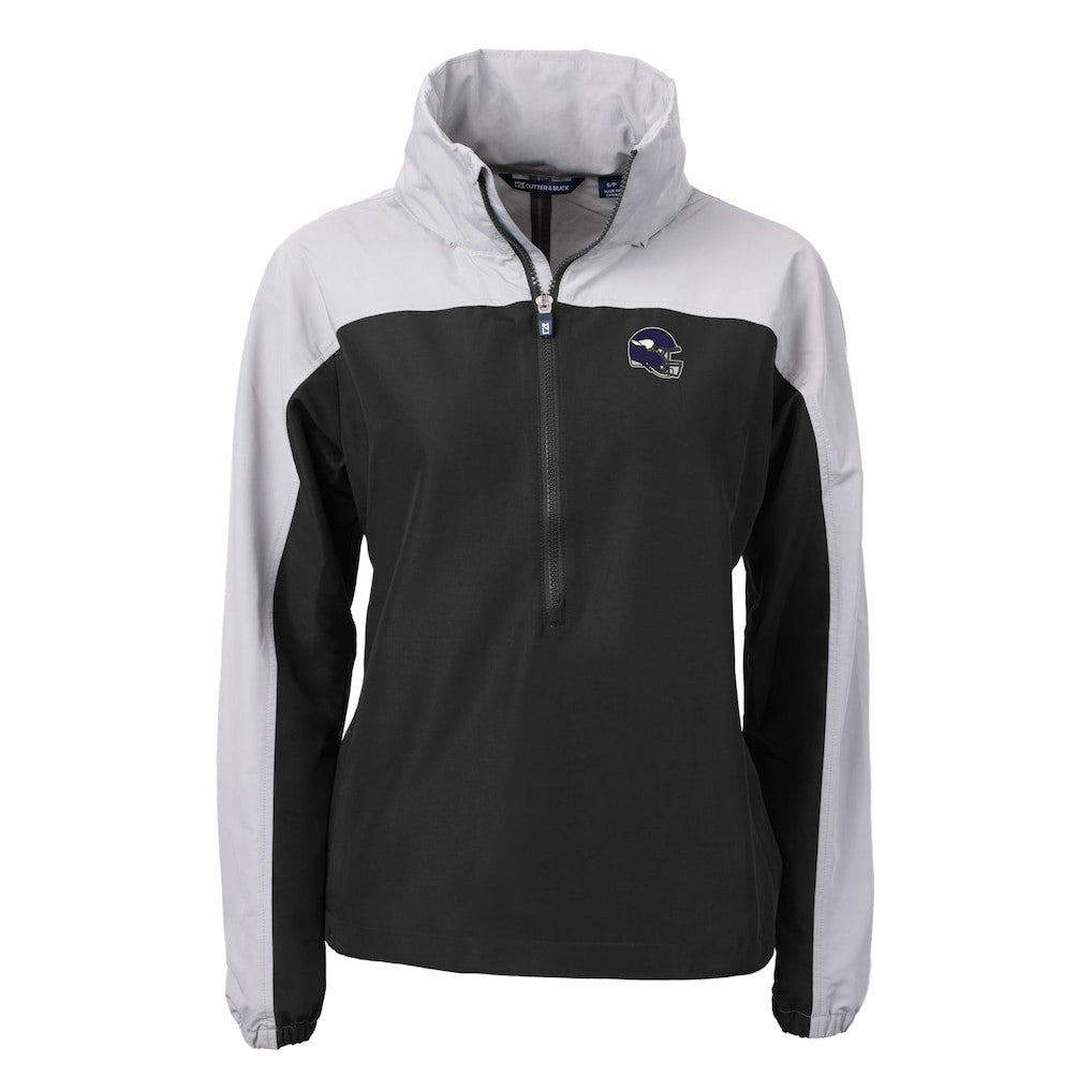 Minnesota Vikings Cutter & Buck Women's Charter Eco Recycled Half-Zip Hooded Anorak Jacket - Black cheap