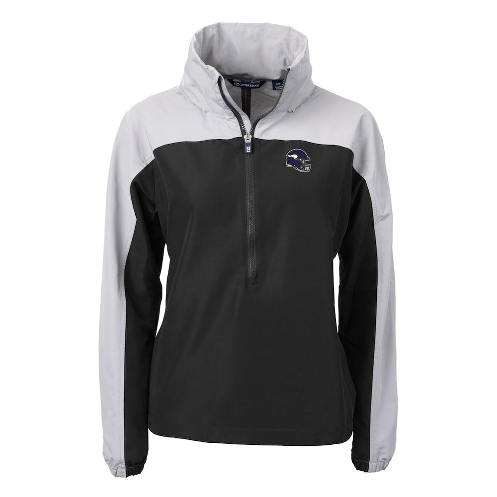 Minnesota Vikings Cutter & Buck Women's Charter Eco Recycled Half-Zip Hooded Anorak Jacket - Black cheap