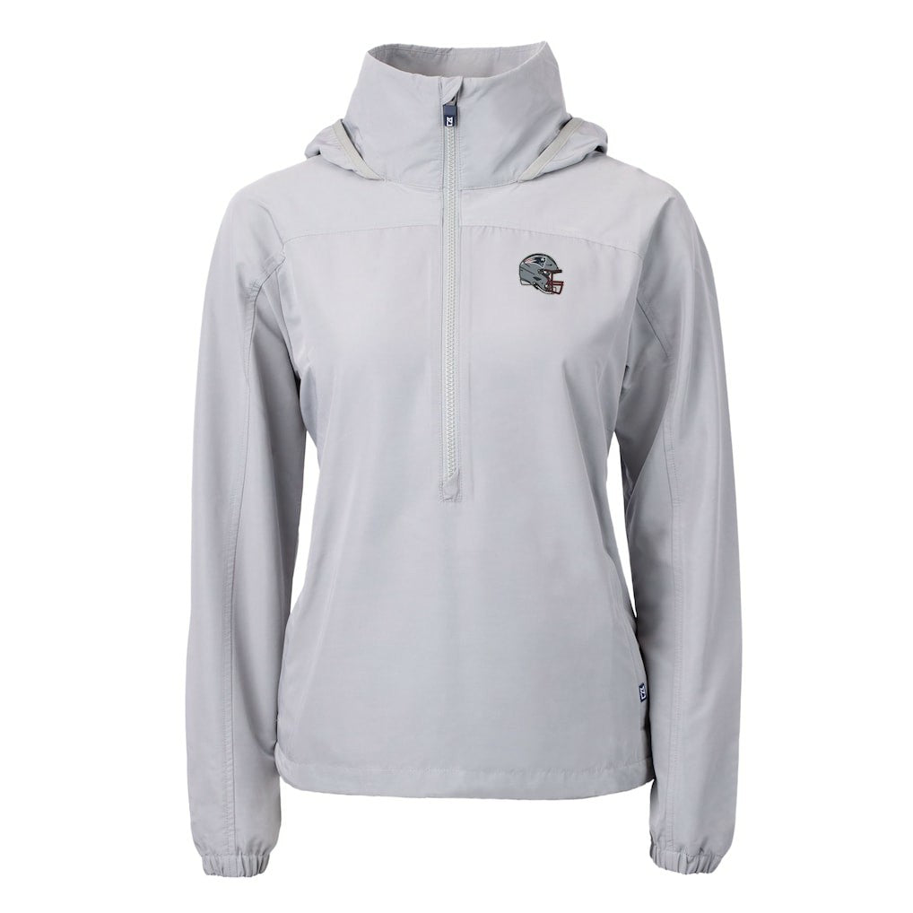 New England Patriots Cutter & Buck Women's Charter Eco Recycled Half-Zip Hooded Anorak Jacket - Gray online