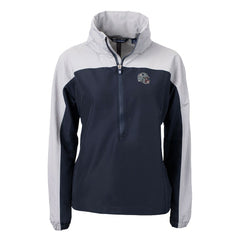 New England Patriots Cutter & Buck Women's Charter Eco Recycled Half-Zip Hooded Anorak Jacket - Navy sale