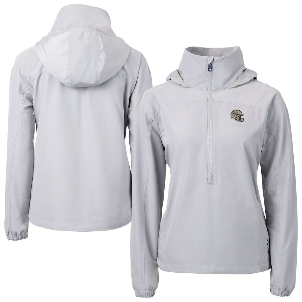 New Orleans Saints Cutter & Buck Women's Charter Eco Recycled Half-Zip Hooded Anorak Jacket - Gray discount