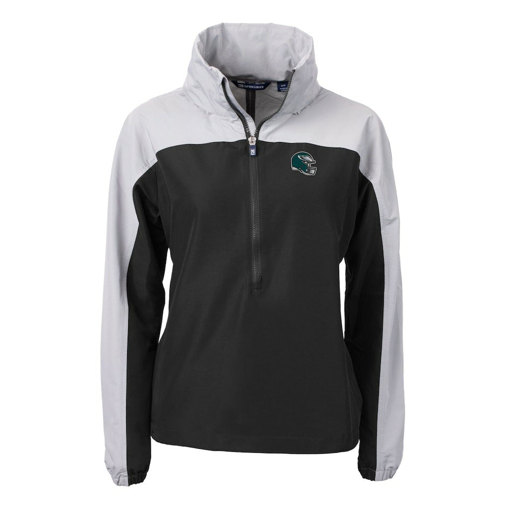 Philadelphia Eagles Cutter & Buck Women's Charter Eco Recycled Half-Zip Hooded Anorak Jacket - Black cheap
