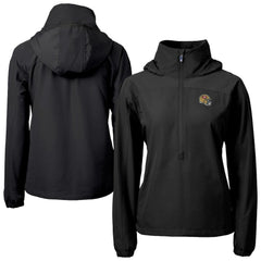 San Francisco 49ers Cutter & Buck Women's Charter Eco Recycled Half-Zip Hooded Anorak Jacket - Black for sale