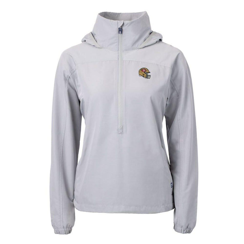 San Francisco 49ers Cutter & Buck Women's Charter Eco Recycled Half-Zip Hooded Anorak Jacket - Gray online
