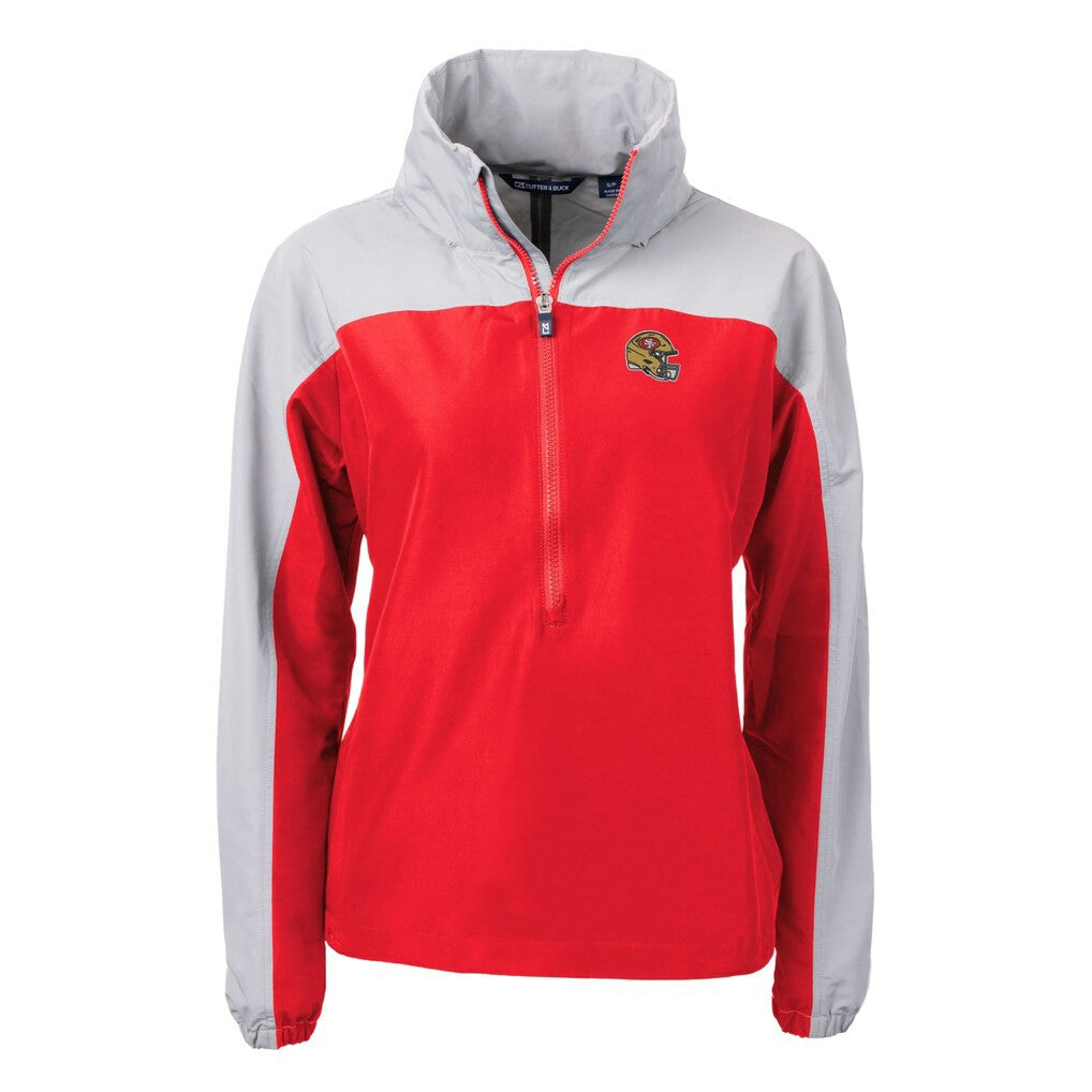 San Francisco 49ers Cutter & Buck Women's Charter Eco Recycled Half-Zip Hooded Anorak Jacket - Scarlet outlet