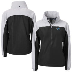 Detroit Lions Cutter & Buck Women's Charter Eco Recycled Half-Zip Hooded Anorak Jacket - Black cheap