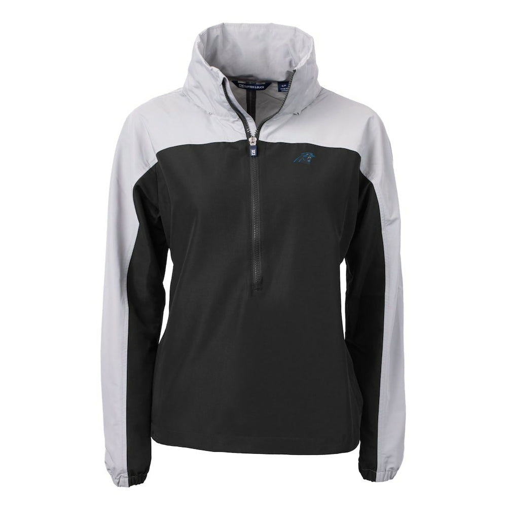 Carolina Panthers Cutter & Buck Women's Charter Eco Recycled Half-Zip Hooded Anorak Jacket - Black online