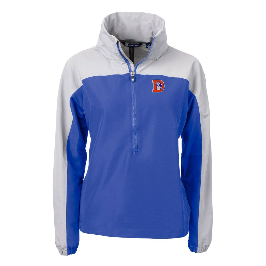 Denver Broncos Cutter & Buck Women's Charter Eco Recycled Half-Zip Hooded Anorak Jacket - Blue sale